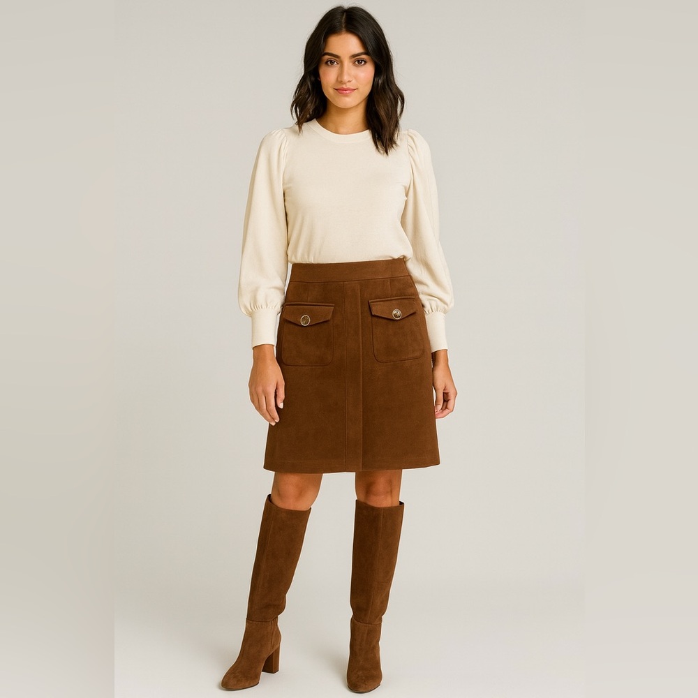 Marc New York by Andrew Marc Brown Suede Feel Women's Skirt